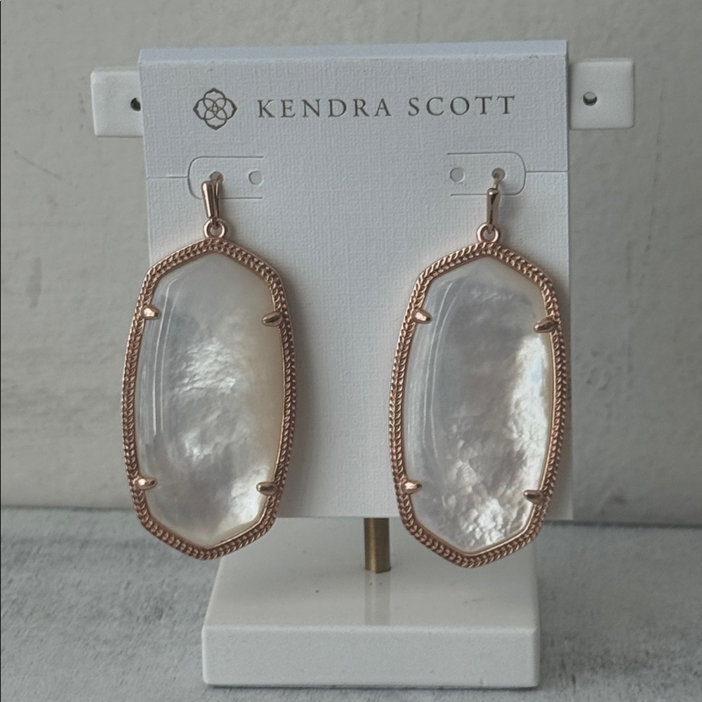 Kendra Scott Danielle Rose Gold and Ivory Mother of Pearl Stone Earrings - Picture 8 of 8